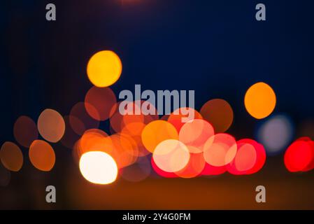 Road at night, Bokehphotography, Urban bokeh photo, colorful urban bokeh photo, street lights bokeh Stock Photo