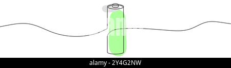 Continuous line drawing of battery. Single line drawing of a battery ...