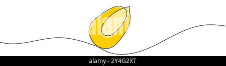 Continuous line drawing of grain of corn. Single line drawing of a grain of corn. Line art grain of corn. Vector illustration. Stock Vector