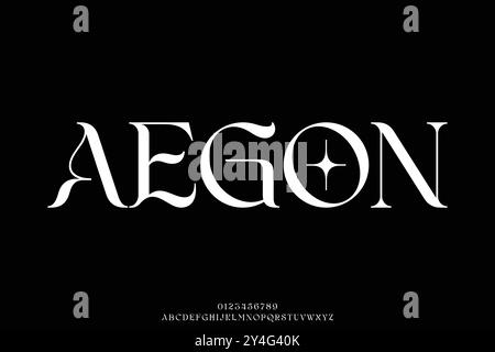 Unique elegant decorative serif alphabet display font vector. Curvy trendy typeface Stock Vector