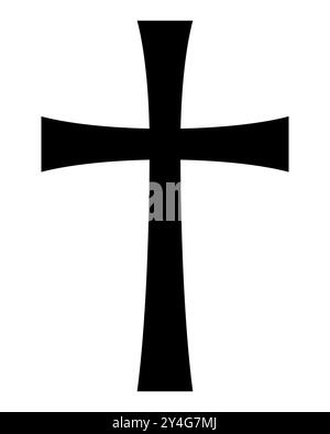 Christian cross, black and white vector silhouette illustration of religious Latin cross shape, isolated on white Stock Vector