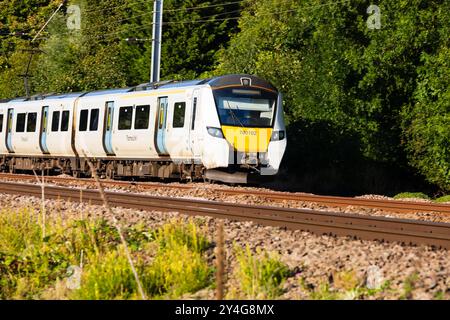 Thameslink 700 Series Siemens Desiro, City Electric Multiple Unit (EMU) train number 700201 southbound on the East Coast Main Line passing Offord Clun Stock Photo