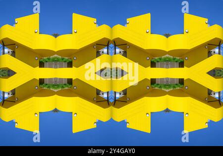 London, UK. Seamless repeating graphic pattern made from digital reflections of the Yellow concrete staircase at the Queen Elizabeth Hall, Southbank C Stock Photo