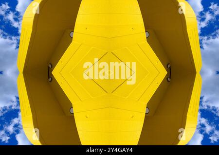 London, UK. Seamless repeating graphic image made from digital reflections of the Yellow concrete staircase at the Queen Elizabeth Hall, Southbank Cen Stock Photo