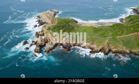 Aerial view of Punta Cometa viewpoint, southernmost point of Oaxaca ...