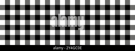 Seamless black and white checkered pattern with thin horizontal lines. Geometric background for textile, wallpaper, or print design Stock Vector