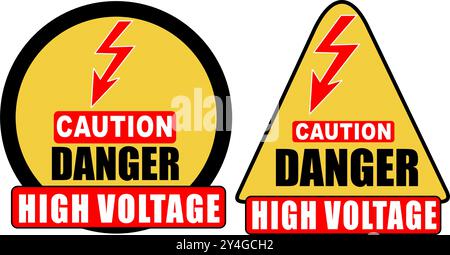 Electricity 440 High Voltage Caution Danger warning sign board in yellow Stock Vector