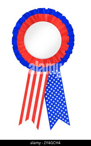 America rosette badge – USA Stars and stripes, Made In United States of America label, design, template. Circle with the American tar Spangled Banner. Stock Photo