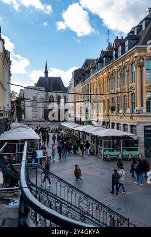 Lille is getting ready for Christmas, sunny day, France Stock Photo