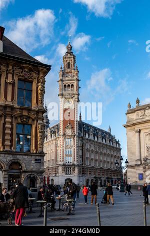 Lille is getting ready for Christmas, sunny day, France Stock Photo