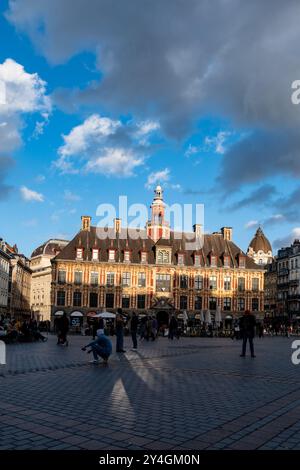 Lille is getting ready for Christmas, sunny day, France Stock Photo