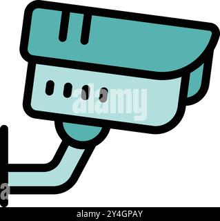 Modern cctv camera is mounted on a wall, observing the surrounding area to ensure security and prevent criminal activity Stock Vector
