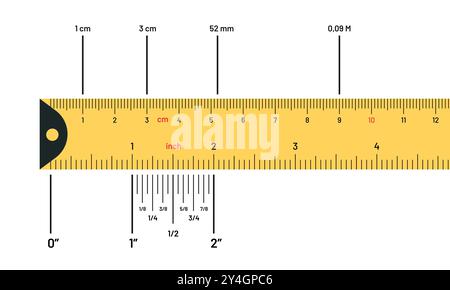 Yellow ruler measuring tape Stock Vector