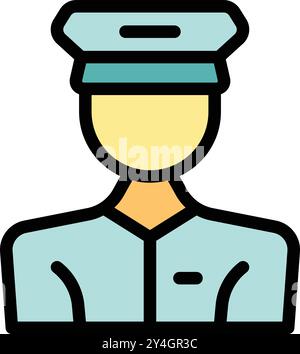 Colorful icon of a concierge wearing a uniform and a hat Stock Vector