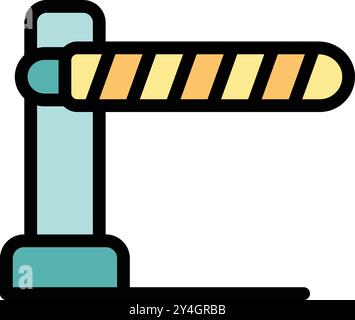 Simple icon of a parking lot barrier gate, designed in a colorful doodle style Stock Vector