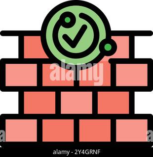 This colorful icon illustrates a firewall providing security and protection Stock Vector