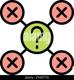 This icon represents a decision making process, showing one correct choice among multiple wrong options Stock Vector