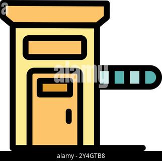 Simple colorful icon of a paid parking entrance with a barrier gate allowing access Stock Vector