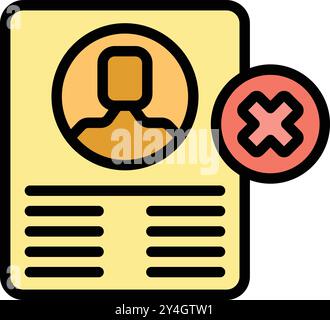 Colorful icon of a profile being rejected, useful for topics related to id verification Stock Vector