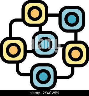 Network system is connecting multiple data blocks, creating a secure and efficient data transfer process Stock Vector