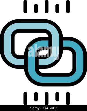 Blockchain technology icon representing the secure and transparent transfer of data through interconnected blocks Stock Vector