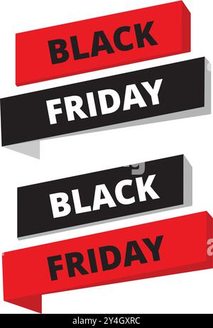 Black friday banners on a white background with copy space Stock Vector
