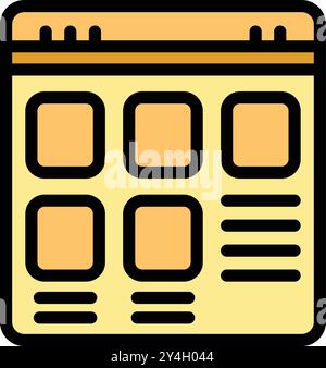 Simple icon of a website wireframe, presenting the basic layout of website elements Stock Vector