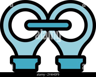 Link icon connecting two light bulbs representing the concept of idea sharing and collaborative innovation Stock Vector