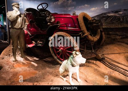 A vintage off-road car on display at the Smithsonian National Museum of American History in Washington DC. Stock Photo