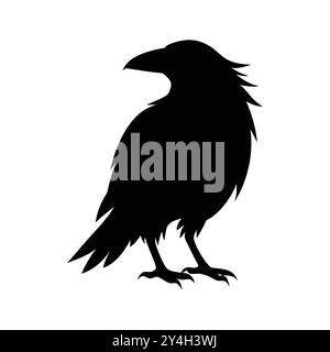 Realistic raven silhouette vector. Stock Vector