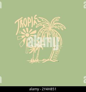Tropical paradise palm tree summer beach graphic design Stock Vector