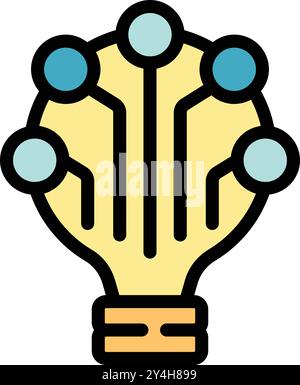 Light bulb connecting circuit board points representing an innovative idea, symbolizing technological advancement and creative thinking Stock Vector