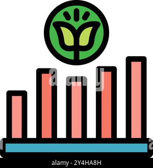Colorful vector illustration of a flower growing over an increasing bar chart symbolizing growth Stock Vector