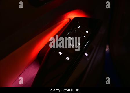 Side mirror switch control and window button Stock Photo