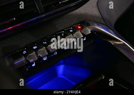 Panel with buttons on the control panel of car Stock Photo