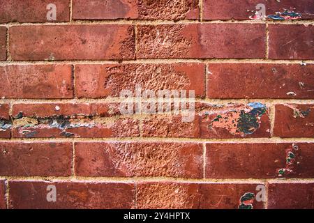 Weathered Red Brick Wall Close-Up Urban Texture Stock Photo
