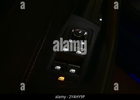 Side mirror switch control and window button Stock Photo