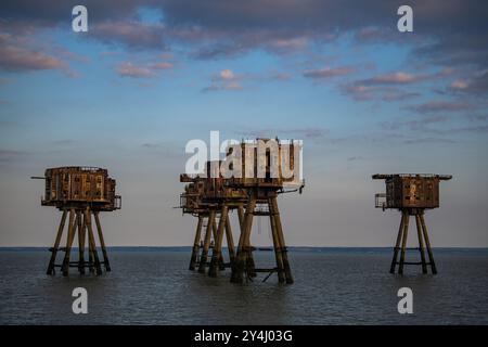 World War II Red Sands Maunsell Forts in the Thames Estuary Stock Photo