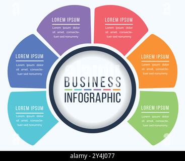 Infographic design 6 Steps, objects, elements or options business information template Stock Vector