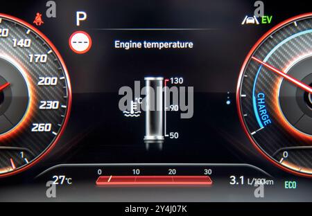 Digital Instrument for displaying car engine temperature Stock Photo
