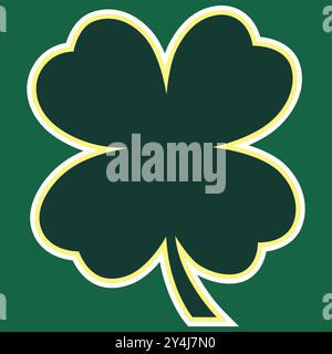 Clover Icon. Four-leaves traditional symbol of good luck, fortune. St.Patrick's spring irish culture celebration. Illustration in green shades color. Stock Vector