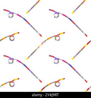 Vector Colorful Striped Drinking Straws Seamless Pattern Isolated on White Background Stock Vector