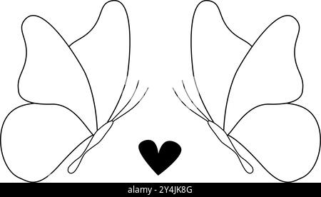 Butterfly Logo with simple minimalist line art monoline style vector illustration Stock Vector