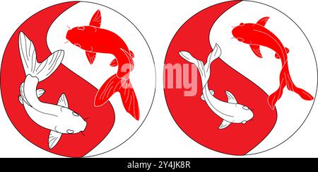 One continuous line drawing of beauty cute koi fish for aquarium farm logo identity. Japanese typical carp beautiful fish icon concept. Modern single Stock Vector