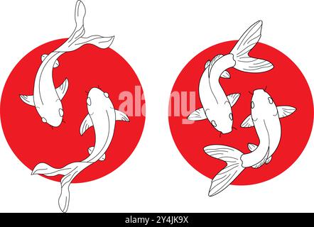 Koi Fish Vector illustration symbol and logo Koi Fish Stock Vector