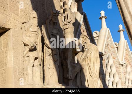 Antoni Gaudi's most famous architectural undertaking is La Sagrada Familia in Barcelona, Spain. Stock Photo