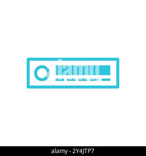 Car radio icon. Isolated on white background. From blue icon set. Stock Vector
