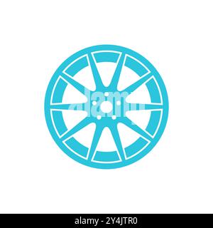 Forged monobloc wheel. Isolated on white background. From blue icon set. Stock Vector