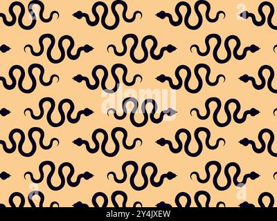 Seamless pattern black silhouettes of snakes. Vector illustration. Stock Vector