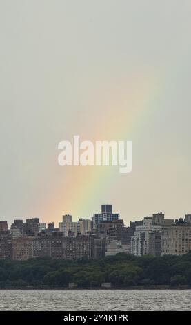 rainbow over the west side of manhattan new york city skyline ...